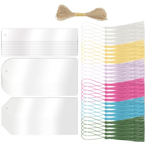 FOYTOKI 1Satz DIY Blanko Lesezeichen mit Quasten Transparente Acryl Seitenmarkierungen für Kreative Gestaltung und Persönliche Dekoration für Studenten und Leser von FOYTOKI