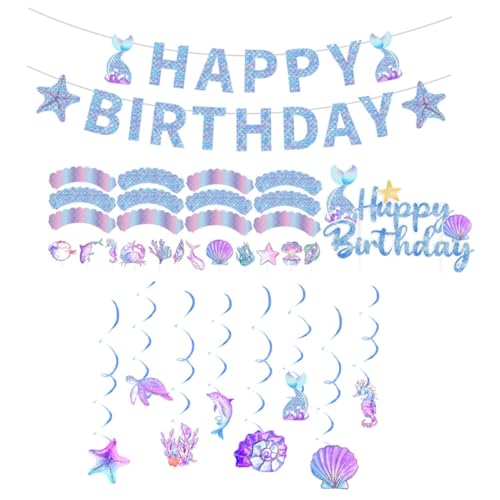 FOYTOKI 1Satz Meerjungfrau Geburtstagsdekoration Papierbanner Cupcake Förmchen mit Picks Unterwasser für Partys für Kindergeburtstage und Strandfeiern FOYTOKI 1Satz Meerjungfrau Geburtstagsdekoration Papierbanner Cupcake Förmchen mit Picks Unterwasser für Partys für Kindergeburtstage und Strandfeiern von FOYTOKI
