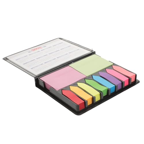 FOYTOKI 1Satz Selbstklebende Notizzettel mit PU Box Fluoreszierende Seitenmarkierungen für Büro Schule und Zuhause Kompaktes Design für Einfachen Gebrauch von FOYTOKI