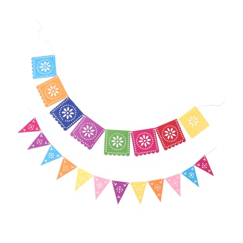 FOYTOKI 2 Sets Mexiko Pull Flagge Pinata Partyzubehör Mexikanische Pinata Party Girlande Hängende Verzierung Mexikanische Pinata Party Dekoration Pinata Party Dekorationen von FOYTOKI