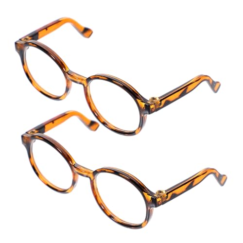 FOYTOKI 2 Stück Fashionable Mini Puppenbrillen Stylische Dekorationsbrille für Puppen Transparente Große Brillen mit Leopardenmuster Accessoire für Rollenspiele und Eltern Interaktion von FOYTOKI