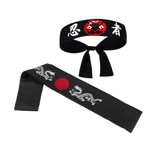 FOYTOKI 2 Stück Japanisches Stirnband Polyester Atmungsaktiv und Schweißabsorbierend Verstellbar für Verschiedene Kopfgrößen Geeignet als Kopfbedeckung für Sushi köche Karate und von FOYTOKI