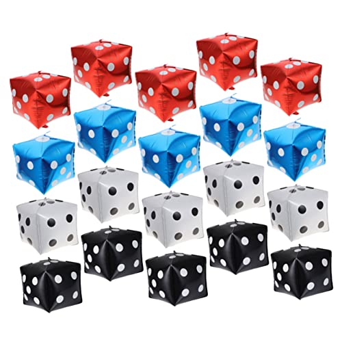 FOYTOKI 20 Stück Teiliges Würfel Folienballon Aluminiumfolie Robust Buntes Spielabend Partydeko Farben Rot Blau und Dunkel Foto requisite für Familien und Freunde von FOYTOKI