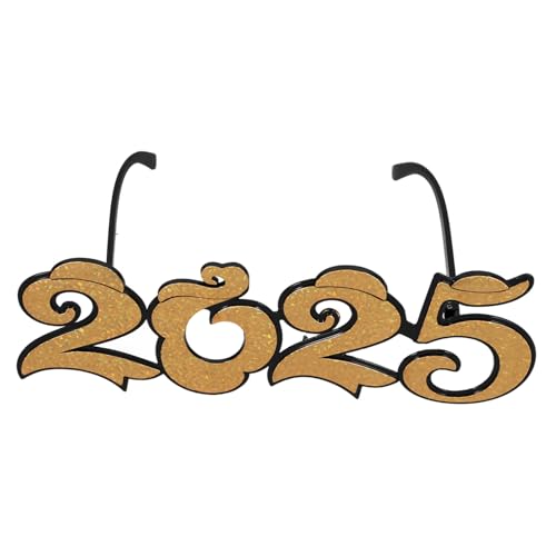 FOYTOKI 2025 Brille Dekoration Foto-Requisiten für das neue Jahr 2025 mit trendy Urlaub Blau goldene brille karneval brille Trendige Brille Partyzubehör Kostümzubehör für das neue Jahr Stk von FOYTOKI