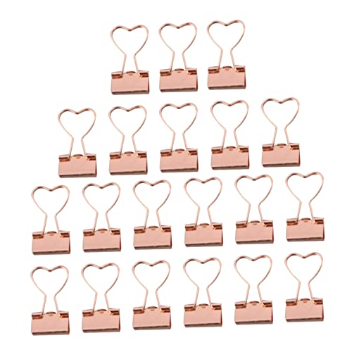 FOYTOKI 20Stücke Herzförmige Metallbinderclips Goldfarbene Büroklammern für Dokumente und Multifunktionale Organisationsklammern für Büro und Zuhause von FOYTOKI