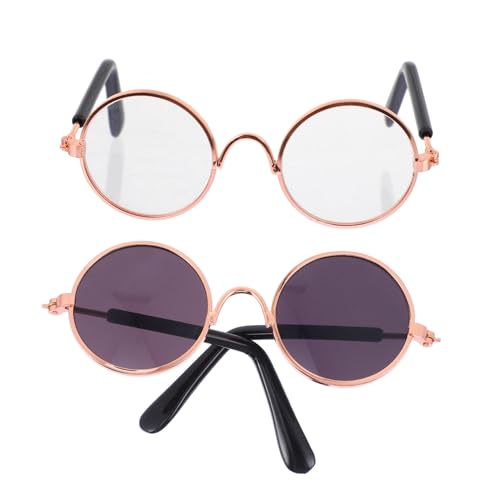 FOYTOKI 2Stücke Mini Puppen Sonnenbrillen aus Legierung Accessoires für Puppenverkleidungen Goldfarbene und Transparente Brille für Kreatives von FOYTOKI