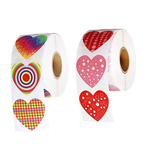 FOYTOKI 2rolle Dekorative Aufkleber in Herzform Selbstklebende Sticker Für Bonbon-tüten -verpackung DIY-Aufkleber Backverpackungsetiketten Rot Bunter Stil FOYTOKI 2rolle Dekorative Aufkleber in Herzform Selbstklebende Sticker Für Bonbon-tüten -verpackung DIY-Aufkleber Backverpackungsetiketten Rot Bunter Stil von FOYTOKI