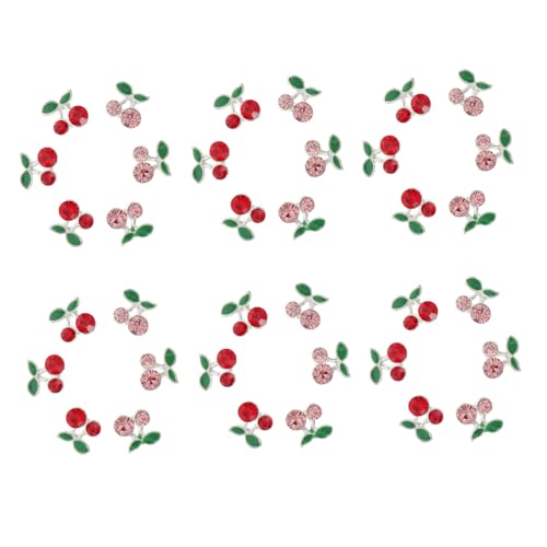 FOYTOKI 36 Stück Teiliges Kirschform aus Langlebiger Legierung Glänzende Rote und Pinke Strasssteine Kompakt für Natürliche und Künstliche Nägel DIY Nagelschmuck für Maniküre und Nail Art von FOYTOKI