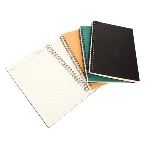 FOYTOKI 4 Stück Kraftpapier Notizbuch Teiliges Spiralnotizbuch für Schule Büro und Kreative Notizen und Naturfarbe Tragbar und Vielseitig Einsetzbar von FOYTOKI