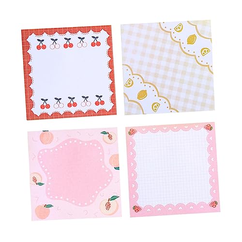 FOYTOKI 4 Stück Teiliges Selbstklebender Memo Pads Fruchtmotiv Notizzettel für Schule und Büro Kirsche für Notizen Präsentationen und Journale von FOYTOKI