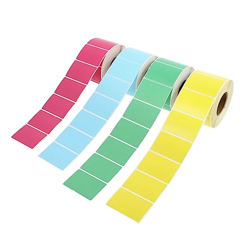 FOYTOKI 4Rollen Wasserdichte Thermalpapier Farbige Preisschilder für Märkte Schreibbare Aufkleber für Adress und Paketkennzeichnung von FOYTOKI