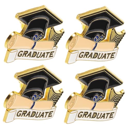 FOYTOKI 4pcs Abschlusskappe Lapel Pins Metall Broschen Für Die Abschlusssaison Glückwunsch Für Studenten Outfits Accessoires Kleidung Schmuck von FOYTOKI