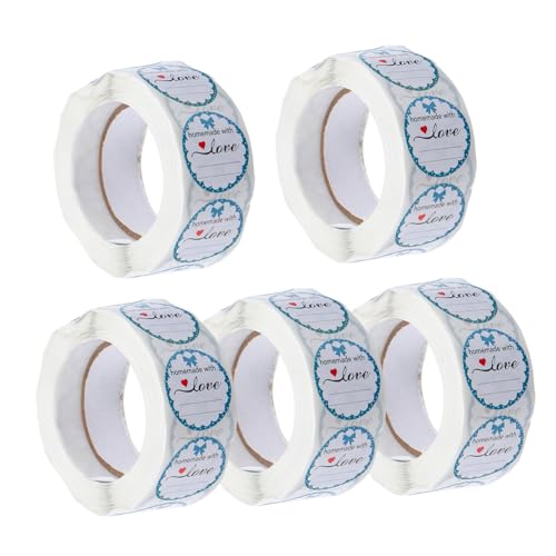 FOYTOKI 5 Rollen Selbstklebende für Einmachgläser Schreibbare Verpackungsaufkleber mit Runde Dichtungssticker für Handgemachte Produkte und Kleine Unternehmen von FOYTOKI