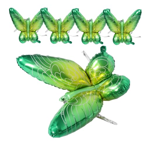 FOYTOKI 5 Stück Flügel Ballon Schmetterling Party Dekorationen Heliumballons Ballon Mittelstücke Schmetterlings-geburtstagsballons Ballonaufblasvorrichtung Aluminiumfolie Green von FOYTOKI