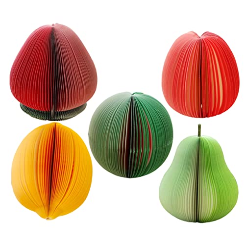 FOYTOKI 5 Stück Fruchtförmige Notizaufkleber Teiliges Selbstklebende Memo Pads für Schule und Büro Wiederverwendbare Haftnotizen Wassermelonen Apfel Erdbeer Zitronen und Birnen Designs von FOYTOKI