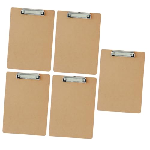 FOYTOKI 5 Stück Teiliges Klemmbrett aus Holz mit Starker Metalklemme Vielseitig Einsetzbar als Schreibbrett Dokumentenhalter und Aktenmappe für Büro und Schule Robust und Tragbar von FOYTOKI