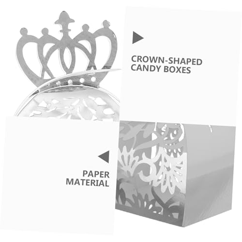 FOYTOKI 50 Stück Hochzeit Candy Verpackungsboxen Kronenform Papier Süßigkeitenboxen für Partygeschenke Brautparty Babyparty Geburtstag Stilvolle Tragbare Geschenkboxen in Silber FOYTOKI 50 Stück Hochzeit Candy Verpackungsboxen Kronenform Papier Süßigkeitenboxen für Partygeschenke Brautparty Babyparty Geburtstag Stilvolle Tragbare Geschenkboxen in Silber von FOYTOKI