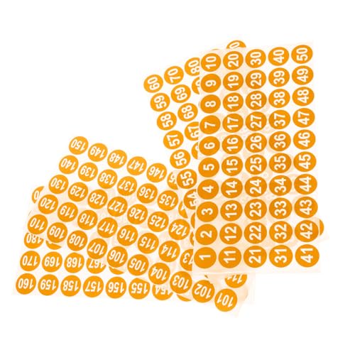 FOYTOKI 8 Blatt Runde Zahlen aufkleber Selbstklebend Orange Fortlaufende Nummerierung für Lager Schule Büro Verpackung und Organisation von FOYTOKI