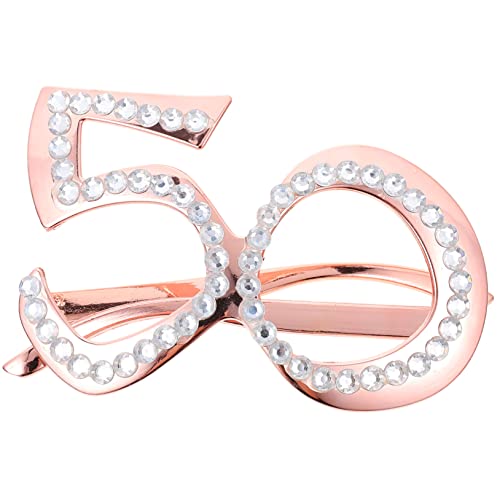 FOYTOKI Altersbrille Party Geburtstag Brillengestell Runden 50. Geburtstag Dekorationen Frauen Kindergeburtstagsbrille Roségold Trendy Geburtstagsbrille Zu Tragen Fotoautomat Ereignis Stk von FOYTOKI