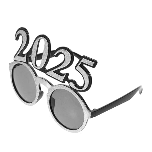 FOYTOKI Digitale Brille 2025 Brille Neue Abschlussbrille Partybrille Modebrille Partybrille Rahmen Lustige Tanzbrille 2025 Abschlussbrille LED Förmig PC Silber von FOYTOKI