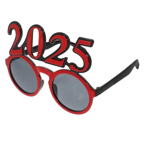 FOYTOKI Digitale Brille Mit Rundem Rahmen Modische Abschlussbrille Partybrille Feierbrille 2025 Neujahrsbrille Geformte Neujahrsbrille Flippige Lustige Abschlussbrille Rot PC von FOYTOKI