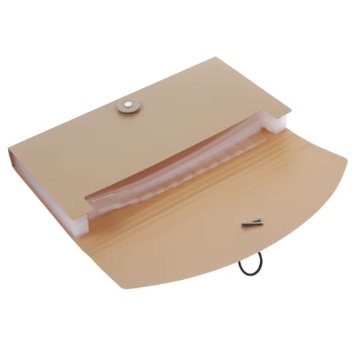 FOYTOKI Fächermappe aus PP Material mit Elastischem Band Wasserdichter Dokumenten Organizer Khaki für Büro Schule und Zuhause mit Bunten Etiketten zur Einfachen Klassifizierung von FOYTOKI