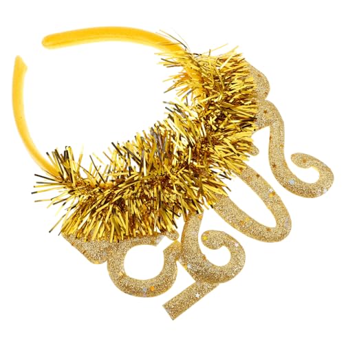 FOYTOKI Glitzerndes Neujahrs Stirnband aus Leichtes Haaraccessoire mit Goldfolien Design Komfortabler Sitz für Silvesterparty Modischer Kopfschmuck für Neujahrsfeier von FOYTOKI