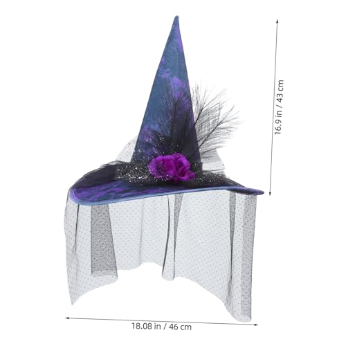FOYTOKI Halloween Hexenhut Damen mit Netz und Realistischer Blumenverzierung Leichter und Atmungsaktiver Hexenhut als Party und Kostümzubehör für Hexenkostüm und Themenpartys FOYTOKI Halloween Hexenhut Damen mit Netz und Realistischer Blumenverzierung Leichter und Atmungsaktiver Hexenhut als Party und Kostümzubehör für Hexenkostüm und Themenpartys von FOYTOKI