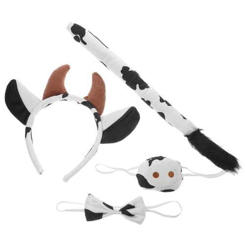 FOYTOKI Kuh Kostüm Teilig mit Weichem Stirnband Fliege Fake Nase und Bequeme Tierkostüm Accessoires für Karneval Fasching Party und Bühnenauftritte von FOYTOKI