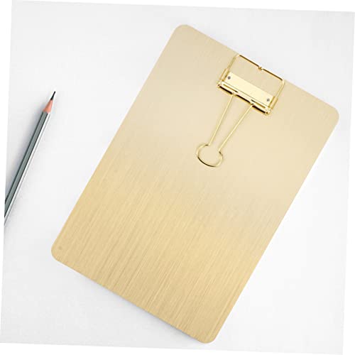 FOYTOKI Metall Klemmbrett mit Ergonomischer Form und Langlebiger Clipfunktion Goldfarbenes Schreibbrett für Büro Schule Restaurant und Zuhause Robustes Paper Holder Clipboard FOYTOKI Metall Klemmbrett mit Ergonomischer Form und Langlebiger Clipfunktion Goldfarbenes Schreibbrett für Büro Schule Restaurant und Zuhause Robustes Paper Holder Clipboard von FOYTOKI