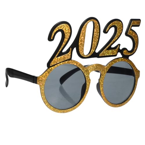 FOYTOKI Year Party Brille Rundes Zahlen-design Goldfarbene Kunststoffbrille Robust für Silvester Festival Foto Requisit und Lustige Erwachsenendeko von FOYTOKI