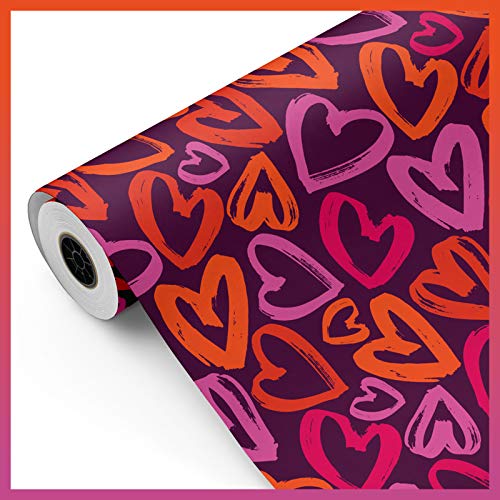 Geschenkpapierrolle, große Rolle, 62 cm x 100 m • Herzen B • Ideal für: Geschäfte, Geschäfte, Geschenkverpackungen, Geburtstag, Babyparty, Hochzeit, Dekoration [FP Fiesta Paper] von FP Fiesta Paper