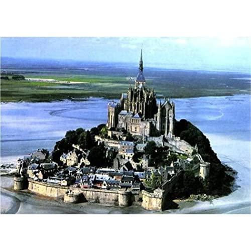 FPTZL 5D-Diamant-Malerei-Set zum Selbermachen für Erwachsene, kompletter Rundbohrer, Mont Saint Michel, Stickbilder, Leinwand, 40 x 40 cm von FPTZL
