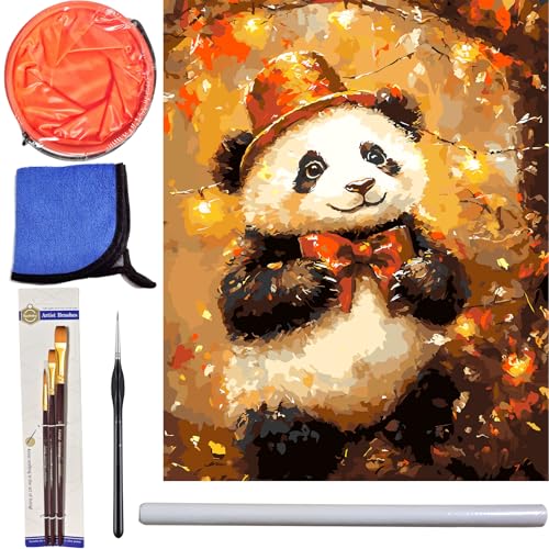 FQIQIANLIC Malen Nach Zahlen Erwachsene, Panda, Paint By Numbers, 40 X 50 cm, Wrinkle-Free Canvas, DIY Hand Painted Oil Painting Kit, Freizeit, Eine Gute Option für Eltern - Kind - Zusammenarbeit von FQIQIANLIC