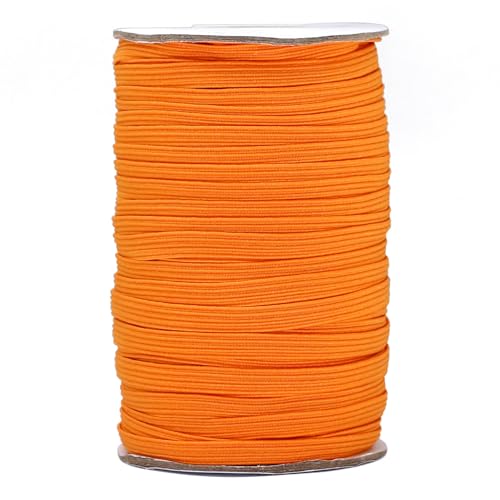 FQTANJU 6 mm orange Gummiband Rolle (50 Yards) – 1/4 Zoll flach geflochtene elastische Schnur für Bund, Nähen, Hosen, Kleidung & DIY Handwerk von FQTANJU