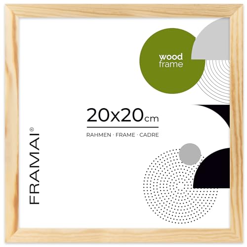 FRAMAI Bilderrahmen 20x20, Natürlich, Natur Holz Rahmen, Rahmen Echtholz Bilderrahmen, Rahmen mit Bruchsicheren Plexiglas, Aufhänger und Aufsteller FRAMAI Bilderrahmen 20x20, Natürlich, Natur Holz Rahmen, Rahmen Echtholz Bilderrahmen, Rahmen mit Bruchsicheren Plexiglas, Aufhänger und Aufsteller von FRAMAI