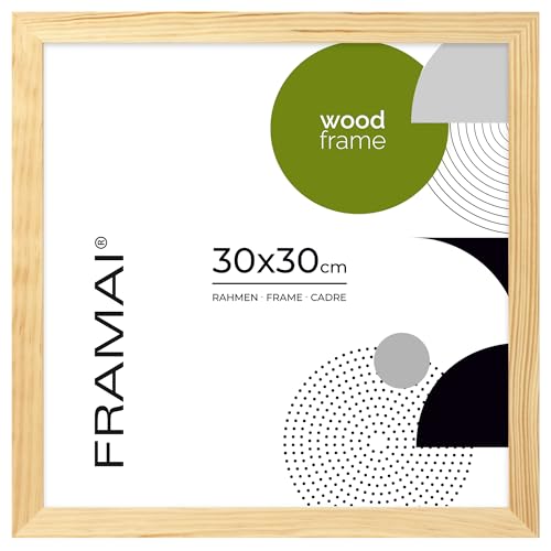FRAMAI Bilderrahmen 30x30 cm, Natürlich, Natur Holz Rahmen, Rahmen Echtholz Bilderrahmen, Rahmen mit Bruchsicheren Plexiglas, Aufhänger und Aufsteller FRAMAI Bilderrahmen 30x30 cm, Natürlich, Natur Holz Rahmen, Rahmen Echtholz Bilderrahmen, Rahmen mit Bruchsicheren Plexiglas, Aufhänger und Aufsteller von FRAMAI