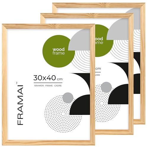 FRAMAI Bilderrahmen 30x40/3x, Natürlich, Natur Holz Rahmen, Rahmen Echtholz Bilderrahmen, Rahmen mit Bruchsicheren Plexiglas, Aufhänger und Aufsteller FRAMAI Bilderrahmen 30x40/3x, Natürlich, Natur Holz Rahmen, Rahmen Echtholz Bilderrahmen, Rahmen mit Bruchsicheren Plexiglas, Aufhänger und Aufsteller von FRAMAI