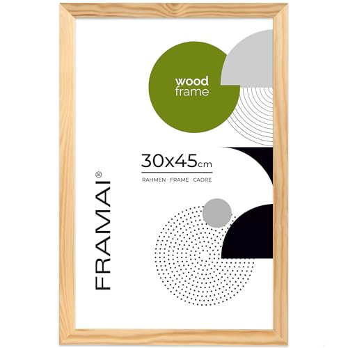 FRAMAI Bilderrahmen 30x45, Natürlich, Natur Holz Rahmen, Rahmen Echtholz Bilderrahmen, Rahmen mit Bruchsicheren Plexiglas, Aufhänger und Aufsteller FRAMAI Bilderrahmen 30x45, Natürlich, Natur Holz Rahmen, Rahmen Echtholz Bilderrahmen, Rahmen mit Bruchsicheren Plexiglas, Aufhänger und Aufsteller von FRAMAI