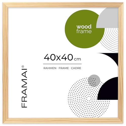 FRAMAI Bilderrahmen 40x40 cm, Natürlich, Natur Holz Rahmen, Rahmen Echtholz Bilderrahmen, Rahmen mit Bruchsicheren Plexiglas, Aufhänger und Aufsteller FRAMAI Bilderrahmen 40x40 cm, Natürlich, Natur Holz Rahmen, Rahmen Echtholz Bilderrahmen, Rahmen mit Bruchsicheren Plexiglas, Aufhänger und Aufsteller von FRAMAI