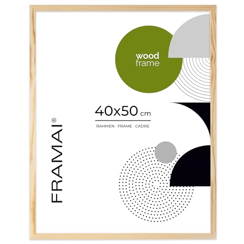 FRAMAI Bilderrahmen 40x50, Natürlich, Natur Holz Rahmen, Rahmen Echtholz Bilderrahmen, Rahmen mit Bruchsicheren Plexiglas, Aufhänger und Aufsteller FRAMAI Bilderrahmen 40x50, Natürlich, Natur Holz Rahmen, Rahmen Echtholz Bilderrahmen, Rahmen mit Bruchsicheren Plexiglas, Aufhänger und Aufsteller von FRAMAI