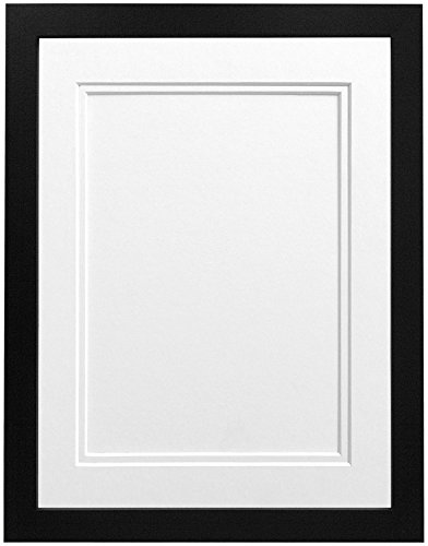 FRAMES BY POST H7-Bilderrahmen mit weißem Passepartout, Breite 25 mm, weiß, Holz, Schwarz, A2 Image Size A3 von FRAMES BY POST