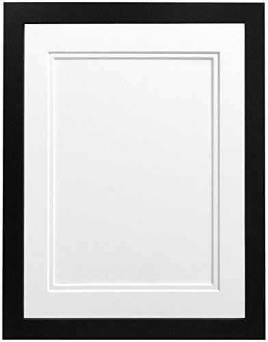 Frames by Post H7-Bilderrahmen mit weißem Passepartout, Breite 25 mm, weiß, Holz, Schwarz, A2 Image Size A3 von Frames by Post