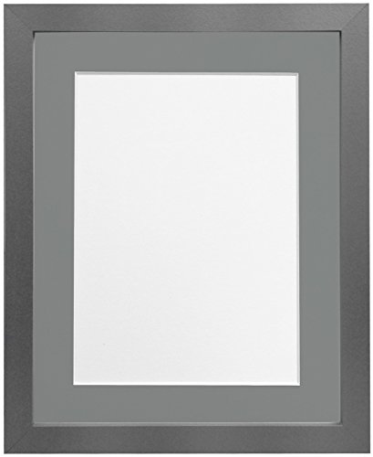 FRAMES BY POST H7-Bilderrahmen mit weißem Passepartout, Breite 25 mm, weiß, Holz, Silber, 14 x 11 Inch Image Size A4 von FRAMES BY POST