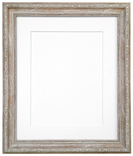 FRAMES BY POST Shabby Chic Bilderrahmen aus Holz, mit weißem Passepartout, 50 x 70 cm, Bildgröße 61 x 40,6 cm (Kunststoffglas) von FRAMES BY POST