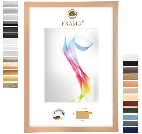 FRAMO Holz Bilderrahmen 14,8 x 21 cm (Bildmaß) DIN A5 in Buche Natur | Größe wählbar | Rahmen für Poster | Puzzle | Foto collage | Maßanfertigung | Fotorahmen nach maß von FRAMO