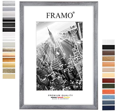 FRAMO Holz Bilderrahmen 15 x 22 cm nach Maß - Grau gewischt | Farbe/Größe wählbar | inkl. entspiegeltes Acrylglas | Rahmen für Puzzle | Foto | Poster von FRAMO