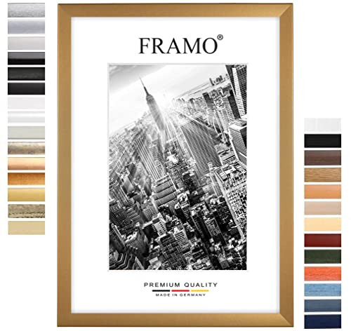 FRAMO Holz Bilderrahmen 18 x 23 cm nach Maß - Gold schlicht | Farbe/Größe wählbar | inkl. entspiegeltes Acrylglas | Rahmen für Puzzle | Foto | Poster FRAMO Holz Bilderrahmen 18 x 23 cm nach Maß - Gold schlicht | Farbe/Größe wählbar | inkl. entspiegeltes Acrylglas | Rahmen für Puzzle | Foto | Poster von FRAMO