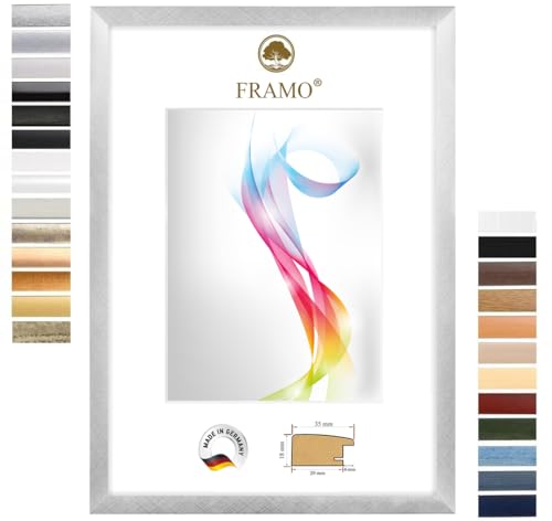 FRAMO Holz Bilderrahmen 25 x 35 cm (Bildmaß) in Alu-Criss-Cross | Größe wählbar | Rahmen für Poster | Puzzle | Foto collage | Maßanfertigung | Fotorahmen nach maß von FRAMO