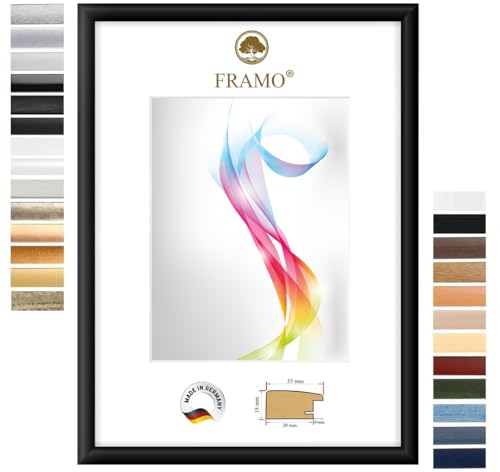 FRAMO Holz Bilderrahmen 30 x 45 cm (Bildmaß) in Schwarz matt | Größe wählbar | Rahmen für Poster | Puzzle | Foto collage | Maßanfertigung | Fotorahmen nach maß von FRAMO